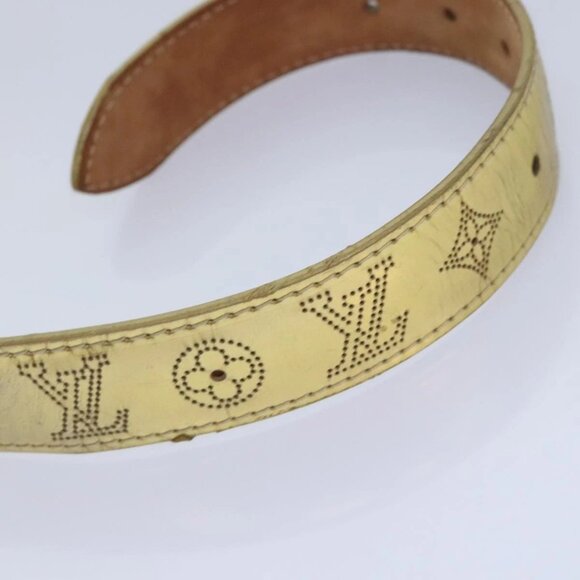 LOUIS VUITTON Monogram Mahina Ceinture Belt Leather Gold M9614W LV Auth bs17576 - Picture 7 of 16
